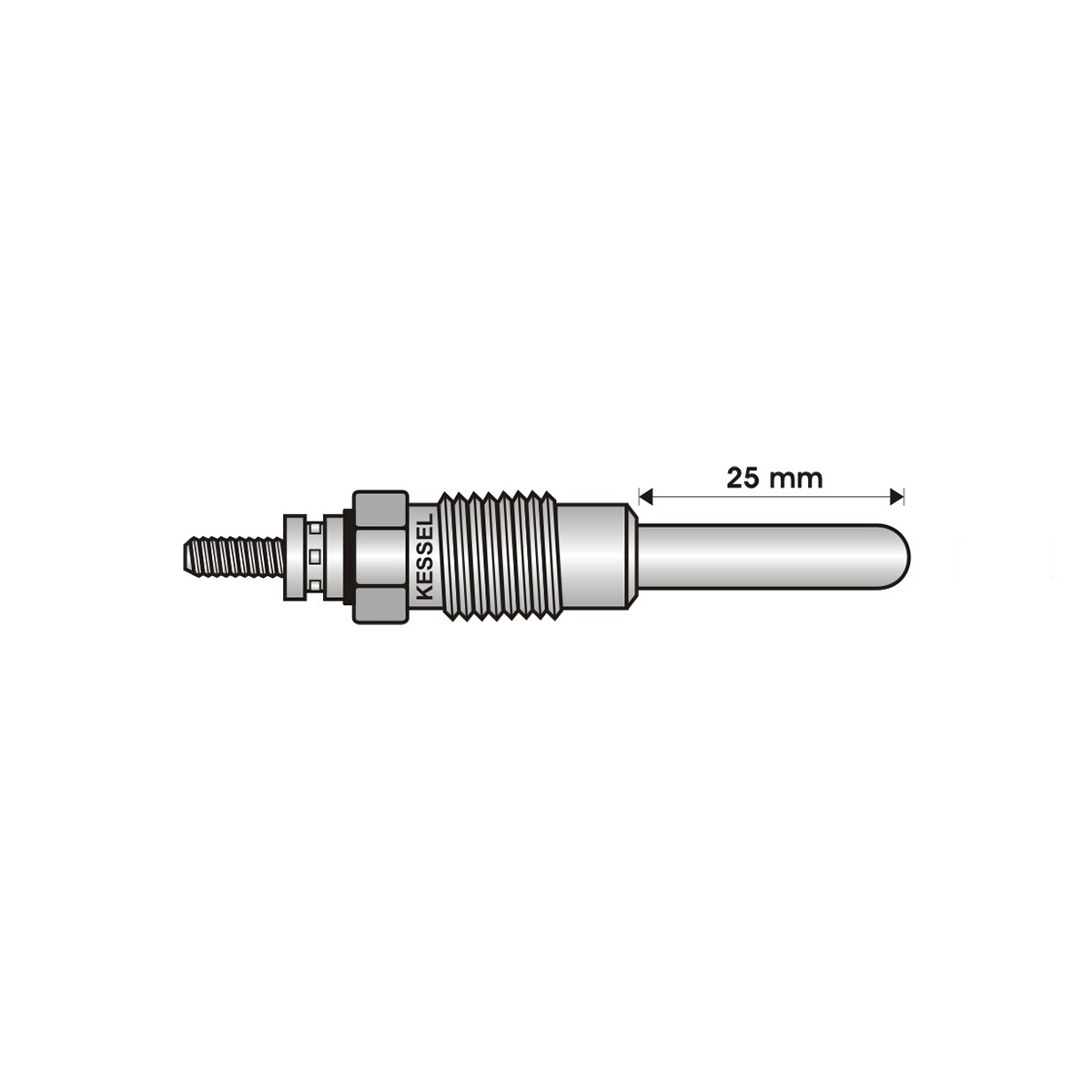 BUJIA INCANDESCENTE PARA MOTOR DIESEL JEEP 2.1 TD/RENAULT 1.6 D/1.9 D/VOLVO 1.6 D ( LARGO 25/ANCHO 6 5/5/11 VOLTS/ROSCA 12 X 1/25 )