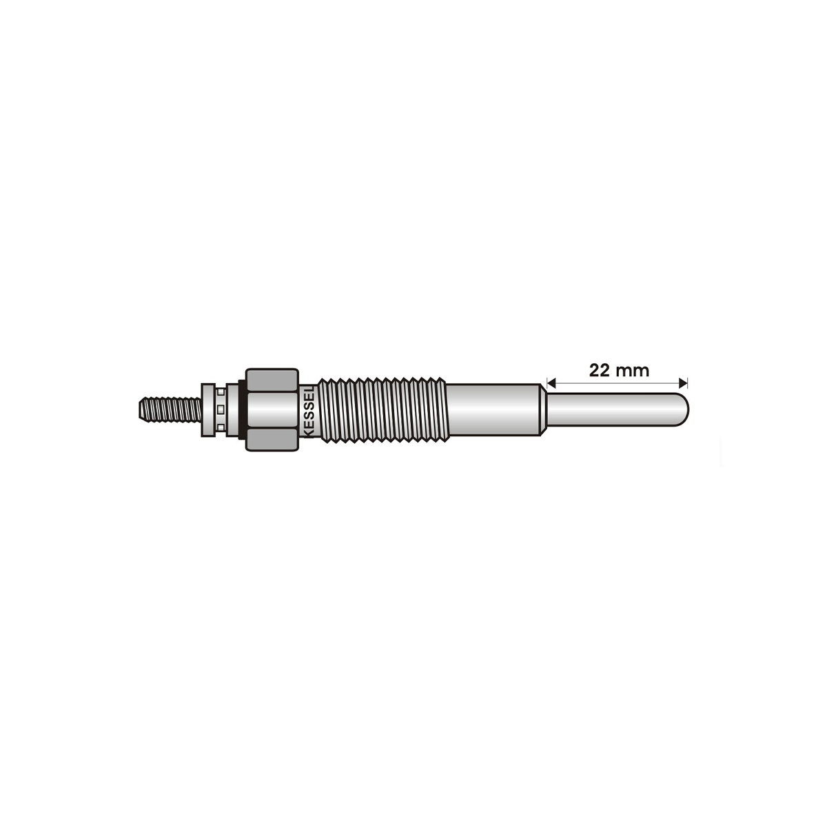 BUJIA INCANDESCENTE PARA MOTOR DIESEL ASIA MOTORS 2.2/2.7 D/FORD 2.5 D/TD/KIA 2.2 D/TCI/2.7 D/2.4 E/3.0/2.0 TD/MAZDA 2.0 D/2.2/2.5 D/TD/3.0/4.1/SUZUKI 2.0 TD/TDIC ( LARGO 22/ANCHO 5 4/5/11 VOLTS/ROSCA 10 X 1/25 )