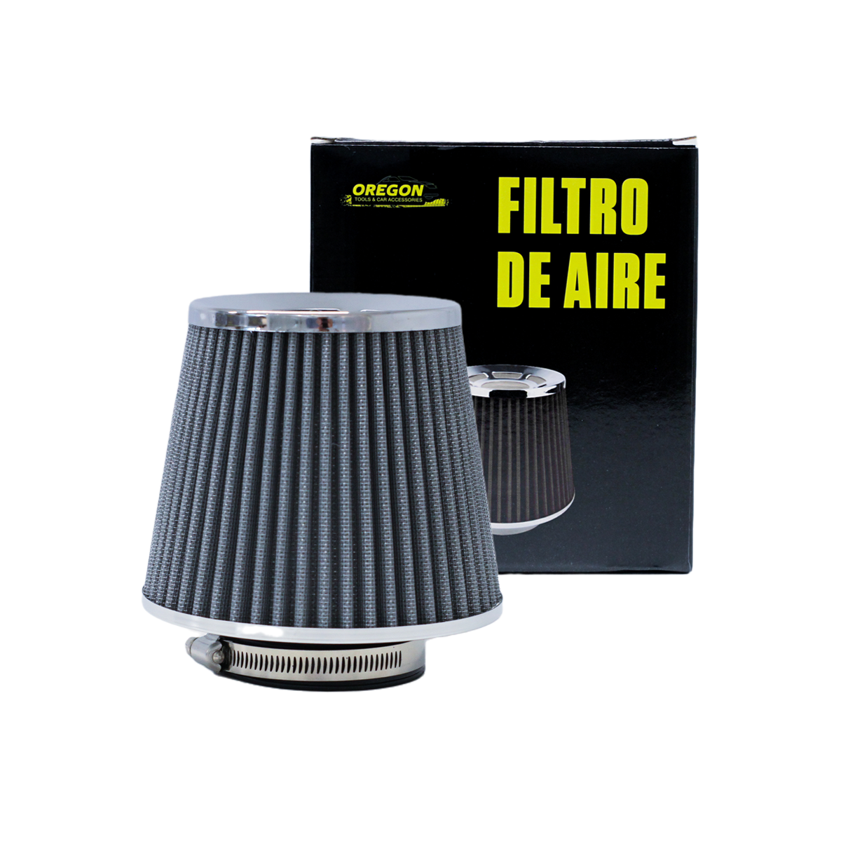 FILTRO DE AIRE CONICO FILTRO DE AIRE CONICO COMPETICION 76MM PLATEADO UNIVERSAL