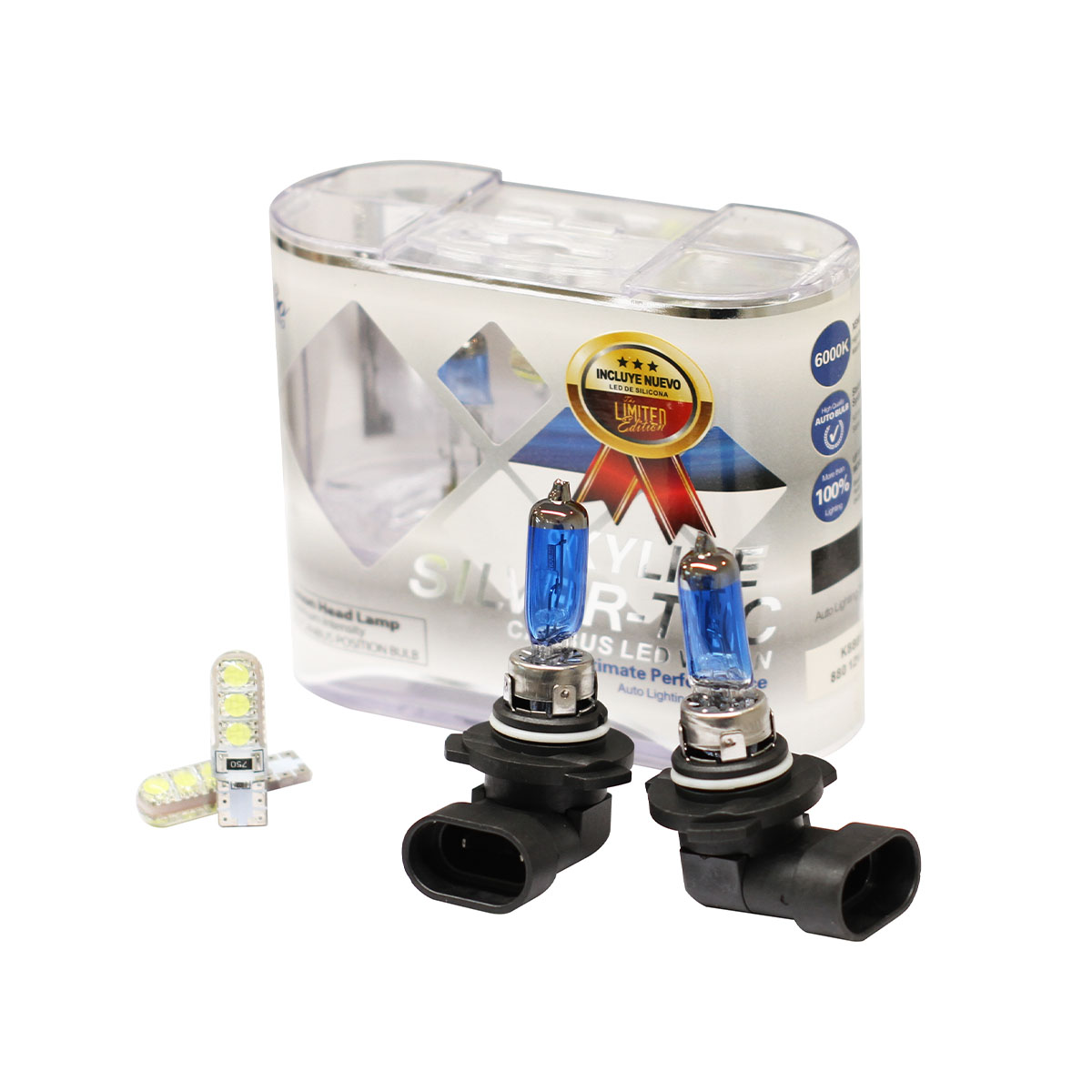 LAMPARA HALOGENA SKY LINE CANBUS KIT 9005 12V 51W SKY LINE X 2 + 2 LED T10 CANBUS AZUL FRIO (CODIGO ANTERIOR: K9005SK)